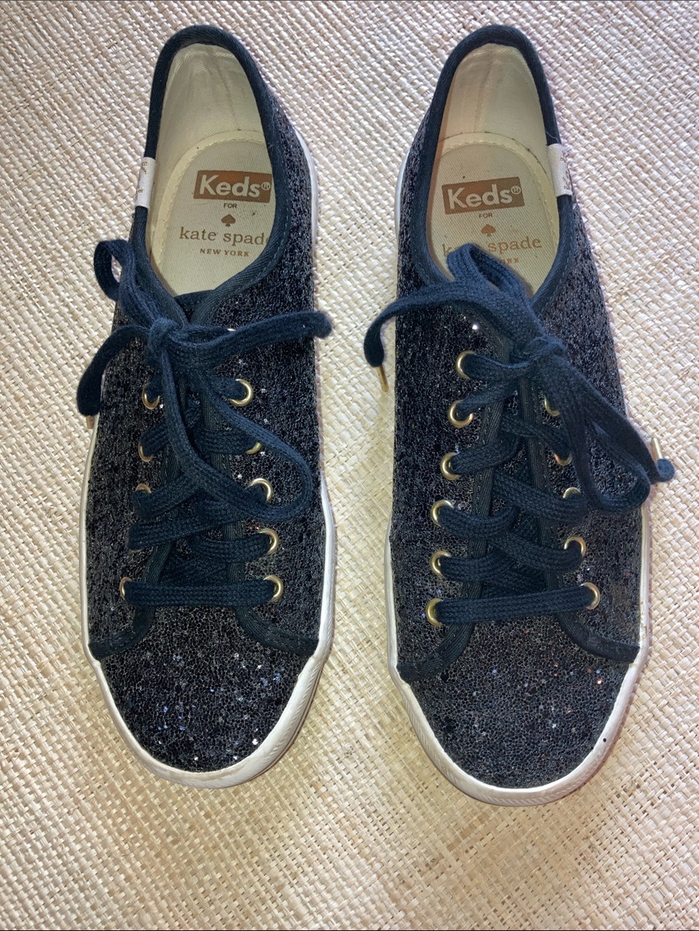 Keds x Kate Spade New York Champion black glitter sneakers Sz 5.5